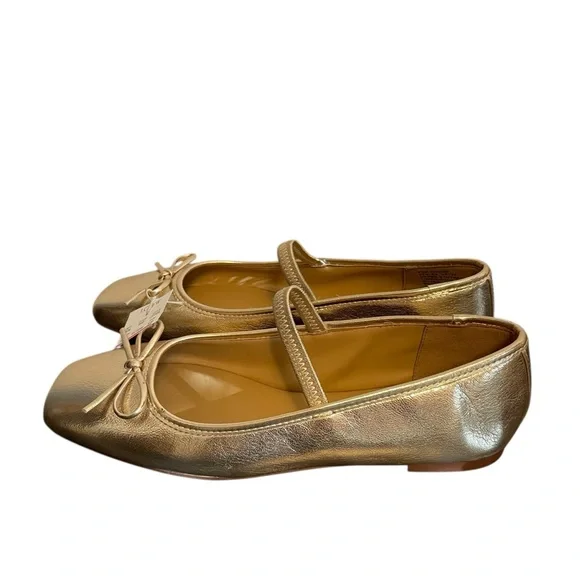 J. Crew Factory Ballet Fats with Strap Gold Size 8 NEW - Picture 5 of 6